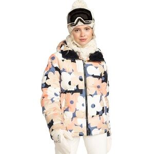 Roxy Alofted Puffy Jacket - Ski Jacket Floral coral lavender flowers